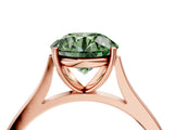 Rose gold Fancy Green Round  Solitaire Heart Prong Engagement Ring with Tapered Band_59