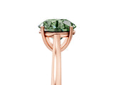 Rose gold Fancy Green Round  Solitaire Heart Prong Engagement Ring with Tapered Band_60