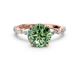 Rose gold Fancy Green Round  Solitaire Marquise Side Stone Prong Setting Ring_61