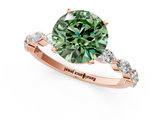 Rose gold Fancy Green Round  Solitaire Marquise Side Stone Prong Setting Ring_62