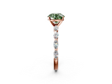 Rose gold Fancy Green Round  Solitaire Marquise Side Stone Prong Setting Ring_63