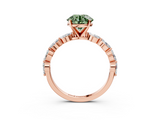 Rose gold Fancy Green Round  Solitaire Marquise Side Stone Prong Setting Ring_64