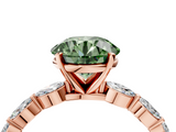 Rose gold Fancy Green Round  Solitaire Marquise Side Stone Prong Setting Ring_65