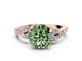 Rose gold Fancy Green Round  Solitaire Marquise Twist Band with Six-Prong Setting_59