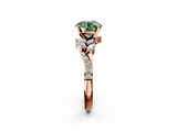 Rose gold Fancy Green Round  Solitaire Marquise Twist Band with Six-Prong Setting_61