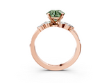 Rose gold Fancy Green Round  Solitaire Marquise Twist Band with Six-Prong Setting_62