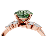 Rose gold Fancy Green Round  Solitaire Marquise Twist Band with Six-Prong Setting_63
