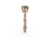 Rose gold Fancy Green Round  Solitaire Pavé Band Prong Setting Ring_22