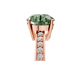 Rose gold Fancy Green Round  Solitaire Pavé Band Prong Setting Ring_25