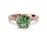 Rose gold Fancy Green Round  Solitaire Pavé Band with Four-Prong Setting_139