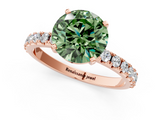Rose gold Fancy Green Round  Solitaire Pavé Band with Four-Prong Setting_140