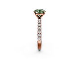 Rose gold Fancy Green Round  Solitaire Pavé Band with Four-Prong Setting_141