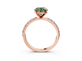 Rose gold Fancy Green Round  Solitaire Pavé Band with Four-Prong Setting_142