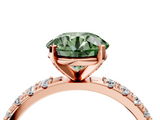 Rose gold Fancy Green Round  Solitaire Pavé Band with Four-Prong Setting_143