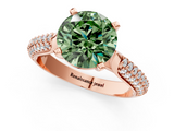 Rose gold Fancy Green Round  Solitaire Pavé Diamond Engagement Ring with Four-Prong Setting_139