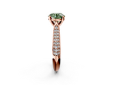 Rose gold Fancy Green Round  Solitaire Pavé Diamond Engagement Ring with Four-Prong Setting_140