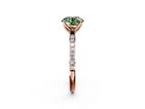 Rose gold Fancy Green Round  Solitaire Pavé Diamond Engagement Ring with Four-Prong Setting_44