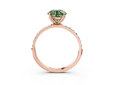 Rose gold Fancy Green Round  Solitaire Pavé Diamond Engagement Ring with Four-Prong Setting_45