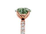 Rose gold Fancy Green Round  Solitaire Pavé Diamond Engagement Ring with Four-Prong Setting_47
