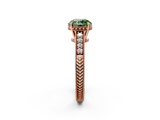 Rose gold Fancy Green Round  Solitaire Pavé Diamond Milgrain Engagement Ring with Four-Prong Setting_22