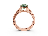 Rose gold Fancy Green Round  Solitaire Pavé Diamond Milgrain Engagement Ring with Four-Prong Setting_23