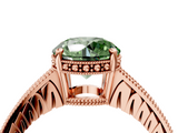 Rose gold Fancy Green Round  Solitaire Pavé Diamond Milgrain Engagement Ring with Four-Prong Setting_24