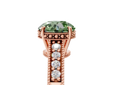 Rose gold Fancy Green Round  Solitaire Pavé Diamond Milgrain Engagement Ring with Four-Prong Setting_25