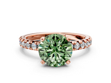 Rose gold Fancy Green Round  Solitaire Pave Diamond Engagement Ring with Four-Prong Setting_247