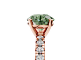 Rose gold Fancy Green Round  Solitaire Pave Diamond Engagement Ring with Four-Prong Setting_252