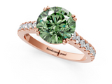 Rose gold Fancy Green Round  Solitaire Pave Diamond Engagement Ring with Prong Setting_21