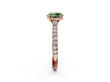Rose gold Fancy Green Round  Solitaire Pave Diamond Engagement Ring with Prong Setting_22