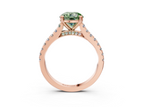 Rose gold Fancy Green Round  Solitaire Pave Diamond Engagement Ring with Prong Setting_23