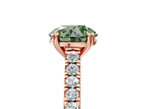 Rose gold Fancy Green Round  Solitaire Pave Diamond Engagement Ring with Prong Setting_25