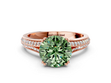 Rose gold Fancy Green Round  Solitaire Pave Split Shank Engagement Ring with Six-Prong Setting_33