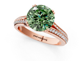 Rose gold Fancy Green Round  Solitaire Pave Split Shank Engagement Ring with Six-Prong Setting_34
