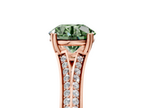 Rose gold Fancy Green Round  Solitaire Pave Split Shank Engagement Ring with Six-Prong Setting_38