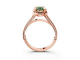 Rose gold Fancy Green Round  Solitaire Pave Split Shank Ring with Four-Prong Setting_107
