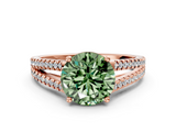 Rose gold Fancy Green Round  Solitaire Split Shank Pavé Diamond Engagement Ring_384