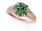 Rose gold Fancy Green Round  Solitaire Split Shank Pavé Diamond Engagement Ring_385