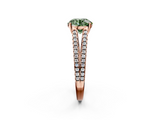 Rose gold Fancy Green Round  Solitaire Split Shank Pavé Diamond Engagement Ring_386