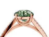 Rose gold Fancy Green Round  Solitaire Split Shank Pavé Diamond Engagement Ring_388
