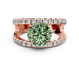 Rose gold Fancy Green Round  Solitaire Split Shank Pave Diamond Ring_48