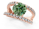 Rose gold Fancy Green Round  Solitaire Split Shank Pave Diamond Ring_49