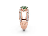 Rose gold Fancy Green Round  Solitaire Split Shank Pave Diamond Ring_50