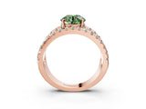 Rose gold Fancy Green Round  Solitaire Split Shank Pave Diamond Ring_51