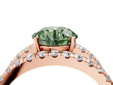 Rose gold Fancy Green Round  Solitaire Split Shank Pave Diamond Ring_52
