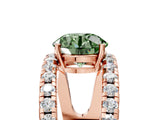 Rose gold Fancy Green Round  Solitaire Split Shank Pave Diamond Ring_53