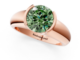 Rose gold Fancy Green Round  Solitaire Tension Set Diamond Ring with Wide Band_22