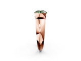 Rose gold Fancy Green Round  Solitaire Tension Set Diamond Ring with Wide Band_23