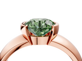 Rose gold Fancy Green Round  Solitaire Tension Set Diamond Ring with Wide Band_25